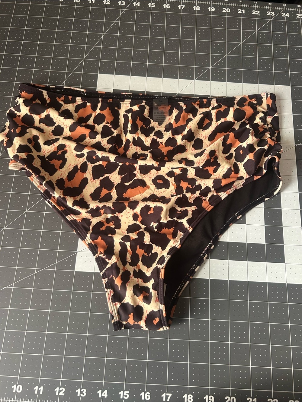 High-Waist Leopard Print Bikini Bottoms in Brown